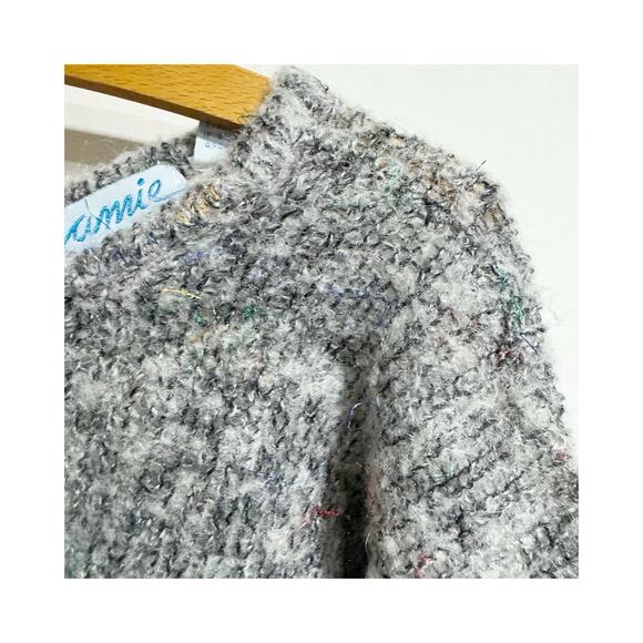 Jamie Bond Women Medium Vintage 80s Gray Confetti Sweater Cropped Abstract - Picture 3 of 6